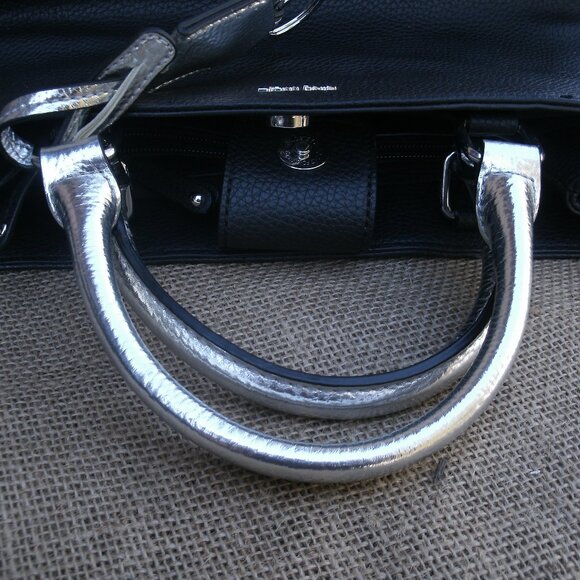 Black Nine West Tote Purse Faux Leather - Picture 6 of 16